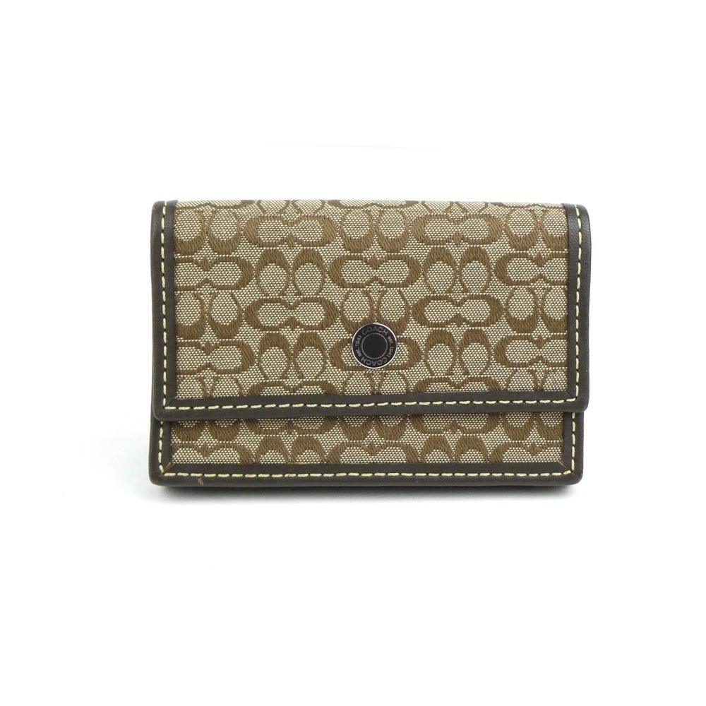 Coach Signature Khaki Brown Mini C Card Case